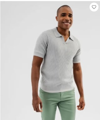 Polo en maille côtelée à encolure ouverte homme gris à 6,89€