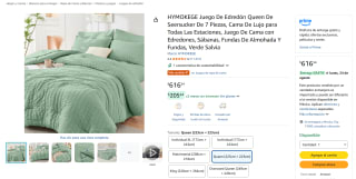 HYMOKEGE Juego de Edredón Queen Seersucker (7 piezas) por $617 en Amazon