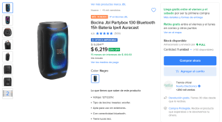 JBL PartyBox 130 por $5,147 en Mercado Libre con Banorte