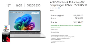 Laptop ASUS Vivobook 16" 512GB 16GB por $9,799 | Costco (TDC Citibanamex)