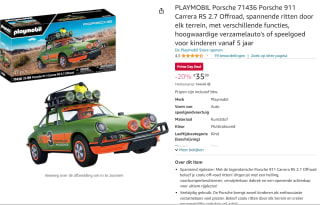 Playmobil Porsche 911 Carrera RS 2.7 Offroad voor €35,99 met Amazon prime