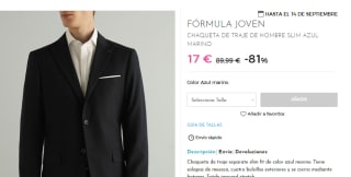Chaqueta de traje Fórmula Joven Slim Azul por 17€
