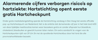 Hartstichting opent eerste gratis Hartcheckpunt