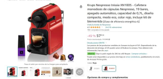 Cafetera de cápsulas - Nespresso® Krups Inissia XN1005 roja o blanca por 57,02€