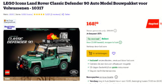 Lego Icons 10317 - Land Rover Classic Defender 90 voor €168,99 bij Bol.com