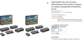 2-Pack LEGO City Rechte en Gebogen Rails - 60205 voor €23,98 bij Amazon