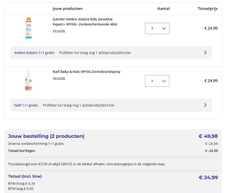 1+1 gratis op diverse zonbescherming bij Trekpleister