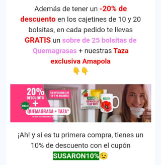 -20% descuento+regalo caja quemagrasas+regalo taza amapola