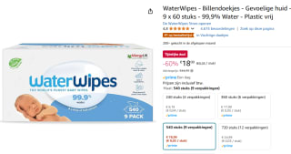 540 WaterWipes Original babydoekjes voor €18,00 bij Amazon