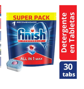 Detergente finish de 30 tabletas por $9247 en Jumbo