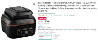 Russell Hobbs Satisfry Air & Grill - Multicooker 5,5L - Met Airfryer Functie voor €100,59 bij Amazon