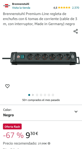 Brennenstuhl Premium-Line regleta de enchufes con 6 tomas de corriente por 9,30€