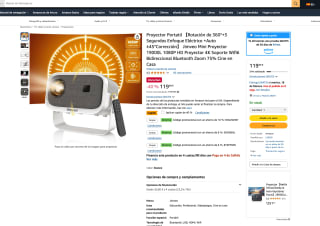 Jimveo Mini Proyector 19000L 1080P HD Proyector 4K Soporte Wifi6 Bluetooth Cine en Casa por 71,99€