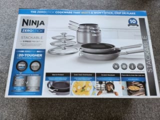 Collect Ninja ZEROSTICK stackable 5-piece pan set at eBay for £82.80