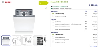 Bosch SMH4ECX10E vaatwasser voor €779 bij Beterwitgoed