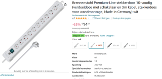 Brennenstuhl Eco-Line 10-voudige stekkerdoos voor €14,39 bij Amazon