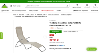 Tumbona de jardín NATERIAL Fiesta topo por 32,99€