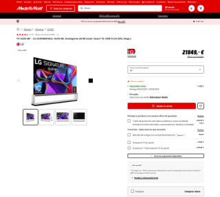 TV OLED 88" LG OLED88Z39LA OLED 8K Inteligente α9 8K Gen6 por 19.550€