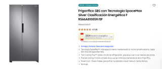 Samsung Frigorífico SBS con Tecnología SpaceMax Silver RS66A8100S9/EF por 679,15€