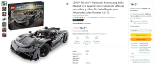 LEGO Technic Hiperauto Koenigsegg Jesko Absolut por $949 en Amazon