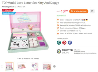 TOPModel Love Letter Set Kitty And Doggy voor €10 bij Lobbes