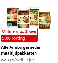 50% korting op alle Jumbo gesneden maaltijdpakketten