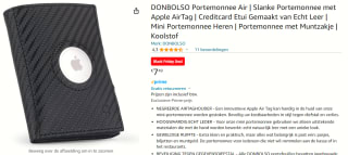Donbolso® Air Portemonnee - Slank met Airtag Vakje voor €7,50 bij Amazon