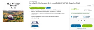 Smart TV LG 65" UHD 4K + Soundbar SK1D por $11,252 en Sam's Club