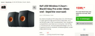 KEF LS50 Wireless 2 Boekenplank speaker Carbon Black (per paar) voor €1599 bij Apollo