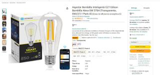 Bombilla inteligente Aigostar E27 Edison 6W 850LM por 4,99€