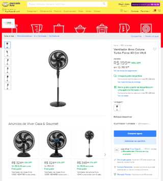 Ventilador da Arno, modelo Coluna Turbo Force - R$ 199,99