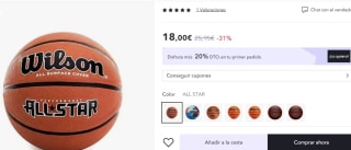Pelota de Baloncesto Wilson ALL STAR por 14.40€