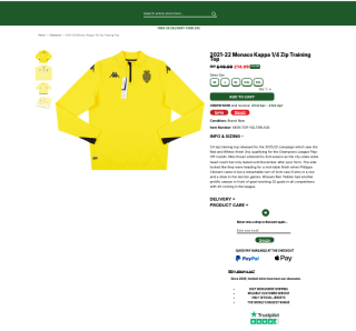 Camiseta de entrenamiento con cremallera de 1/4 Monaco Kappa 2021-22 por 16,19€