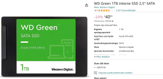 Western Digital SSD Green 1TB voor €40,99 bij Amazon