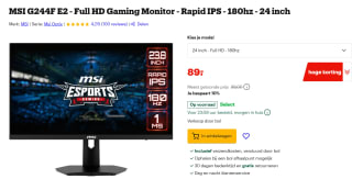 MSI G244F E2 computer monitor 60,5 cm (23.8") voor €89 bij Bol