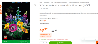 LEGO Icons Wilde Bloemen Boeket - 10313 voor €49,99 bij Fun