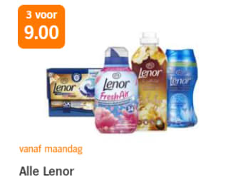 Alle Lenor (Fresh Air) 3 voor €9 bij de AH