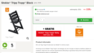 Stokke Tripp Trapp kinderstoel en gratis baby set voor €229
