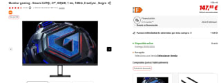 Monitor gaming Xiaomi G27Qi, 27", WQHD, 1 ms, 180Hz, FreeSync por 139€