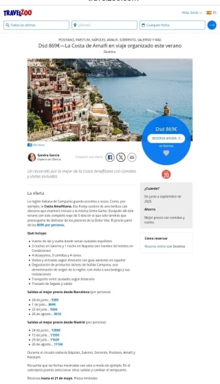 Costa Amalfi verano 5 días desde 855€.