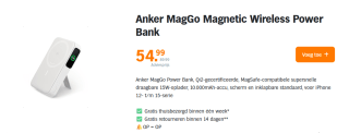 Anker MagGo Slim Snellader Powerbank 10.000mAh Wit voor €54 in de AH Voordeelshop