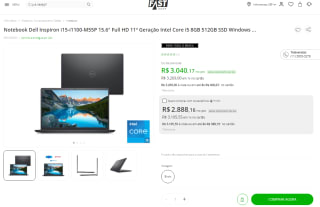 Notebook da Dell, modelo Inspiron i15-i1100-M55P - R$ 3.040,17