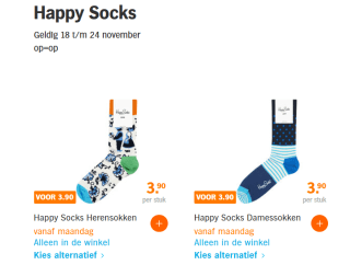Happy Socks voor €3,90 bij de AH