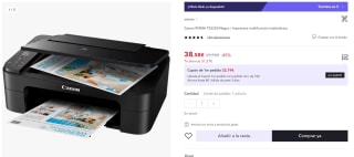 Impresora multifunción inalámbrica marca Canon PIXMA TS3350 por 38.58€ (Cuenta Nueva 26.58€)