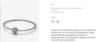 Pandora Moments Sparkling Snowflake Clasp Bangle voor €9