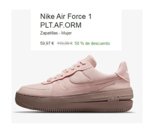 Zapatillas Casual para Mujer Nike Air Force 1 PLT.AF.ORM por 59.97€