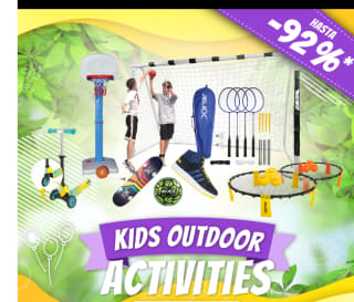 Hasta -90% de descuento en productos para actividaes outdoor infantiles