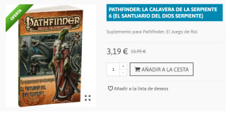 Pathfinder: La Calavera de la Serpiente 6: El santuario del Dios Serpiente por 3.19€