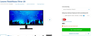 ThinkVision T34w-20 34" WQHD Gebogen Monitor voor €329 bij Coolblue