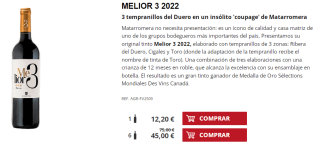 6 Botellas de Melior 3 2022 por 35€